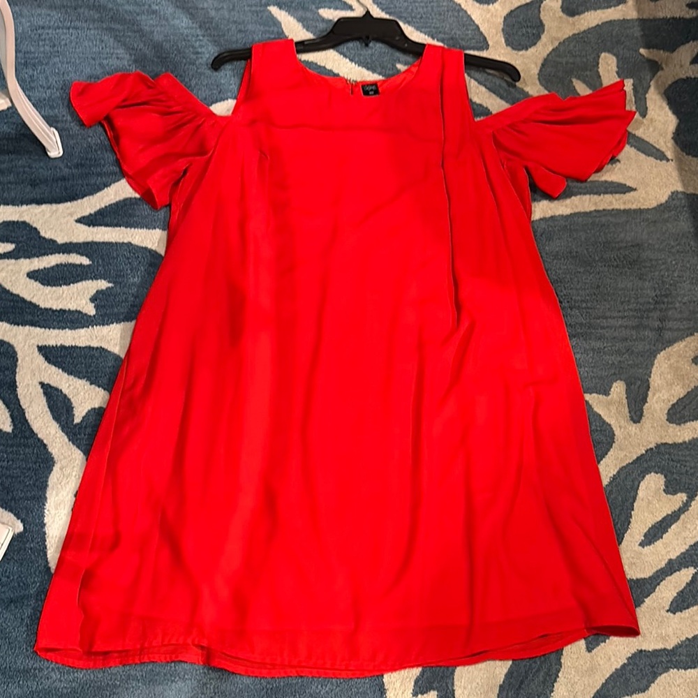 City Streets Vibrant Red cold shoulder Dress